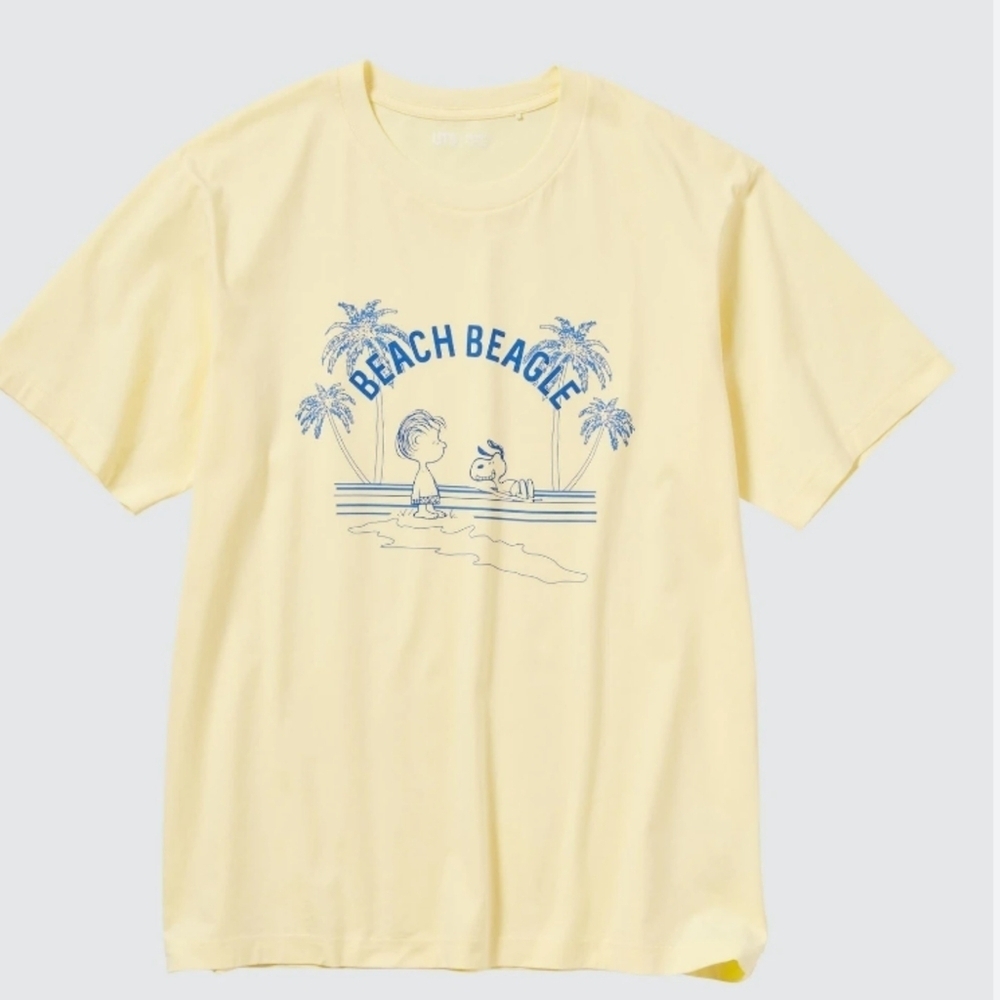 Uniqlo light yellow UT Peanuts Beach Beagle 100% cotton size S